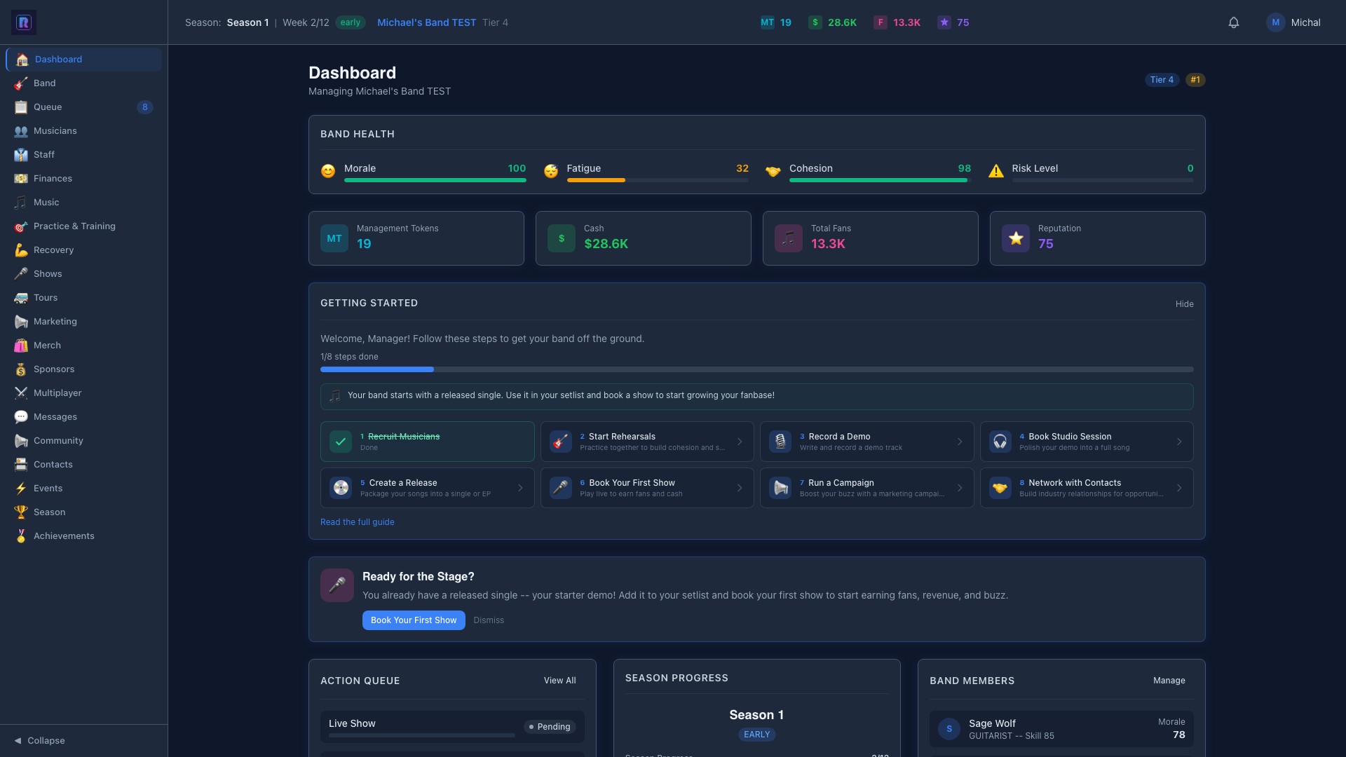Band Dashboard